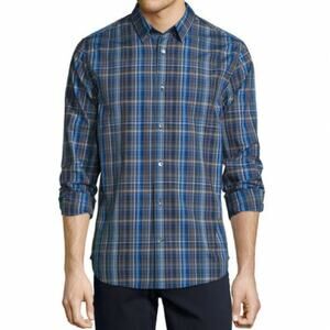 Vince Melrose Blue Plaid Long Sleeve Button Down Men’s Shirt - size XL